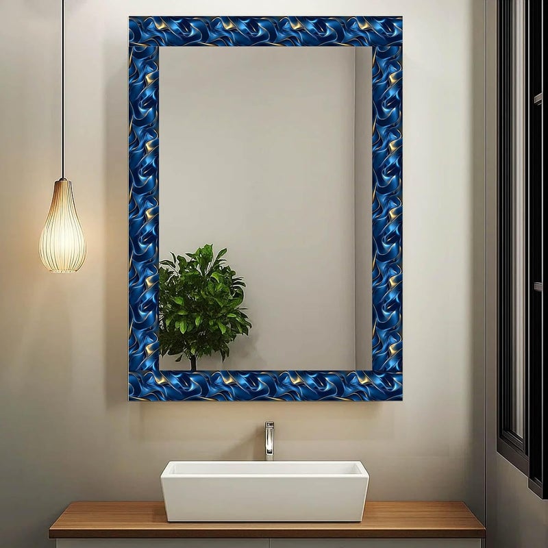 IVN Wallpaper Border Peel and Stick Decorative Wall Trim Self Adhesive Blue and Gold Wave Accent Strip for Bathroom Laundry Room Pool Area Mirror Frame Shelf Wall Edge 4x196 Inch Modern Design - Image 4